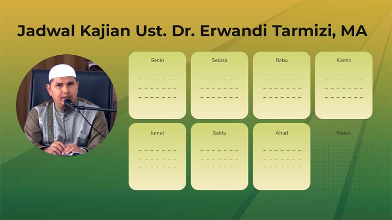 Jadwal Kajian Ustadz Dr. Erwandi Tarmizi, MA